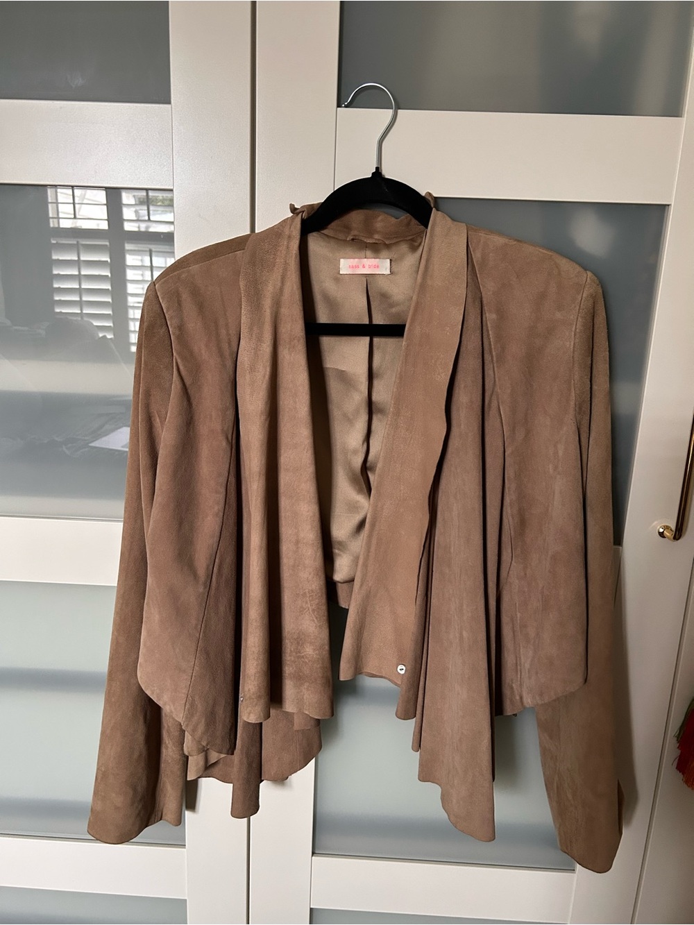 sass & bide Taupe Draped Suede Leather Jacket - Versatile styling